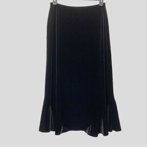 Mirasol Y2K Women’s L Maxi Black Velour Skirt Bias Ruffle Witchy  WhimsiGoth